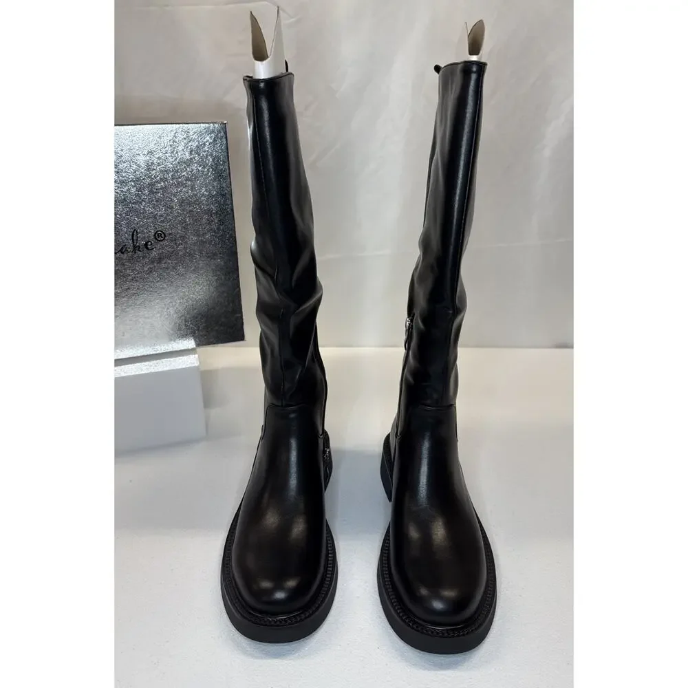 Feetquake Women’s Knee High Chelsea Boots Black Size 6.5